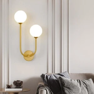 Bedroom Wall Sconce Hotel Wall Lamp Lobby Gold Wall Lighting Glass Wall Lights - Picture 1 of 6
