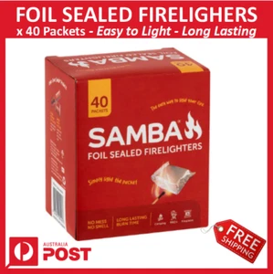 New Samba Foil Sealed Firelighters 40 packs Easy to Light Fire Starter Free Ship - Picture 1 of 2
