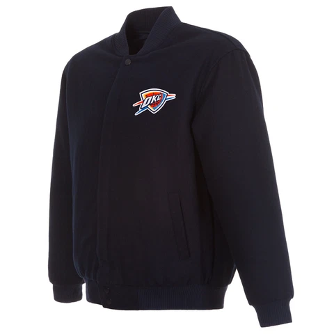 NBA Oklahoma City Thunder Wool Reversible Jacket With 2 Front Patches Logo JHD Cover