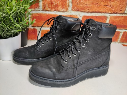 TIMBERLAND STIVALETTI NERI UK 4 EU 37 PELLE NABUK STRINGATI DONNA CASUAL