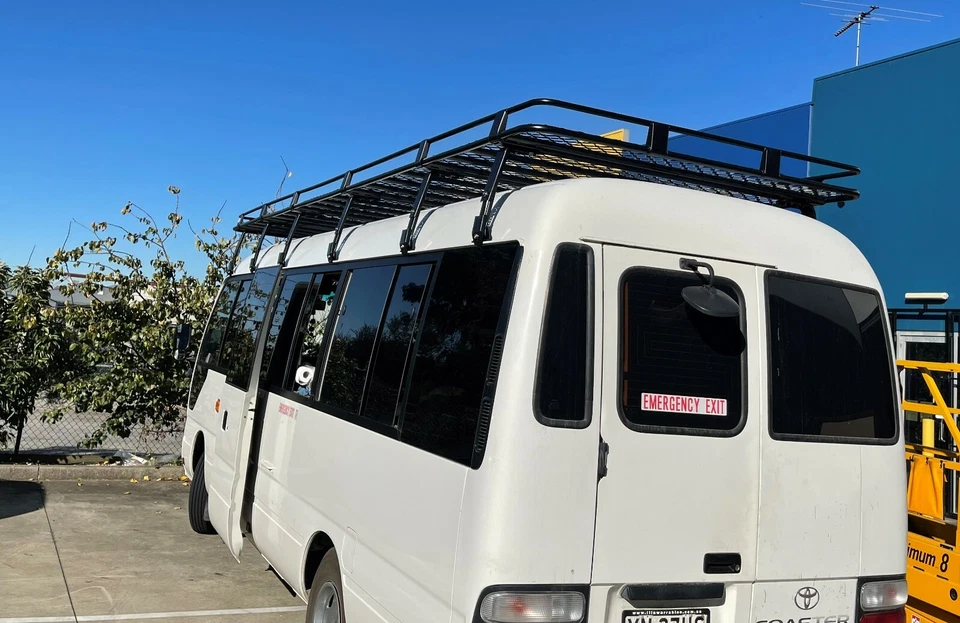 Fully Enclosed Deluxe Alloy Roof Rack 4800mm for Toyota Coaster Bus W/ Brkts