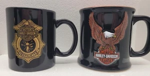 Harley-Davidson Firefighters Black Mug & Embossed Black & Orange Mug, 2 Mug Lot - Picture 1 of 24