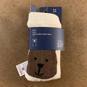 Baby GAP Toddler Girl Size 2-3 Years Ivory Ribbed Brannan Bear Bottom Tights NWT - Picture 1 of 5