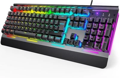 RGB-Gaming-Tastatur für PC, Membran Tastatur mit 105 Tasten - Bild 1 von 4