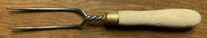 Antique 2 Prong Fork w/ Wood Handle Vintage Old Dinnerware Utensil Carving C17 - Picture 1 of 12