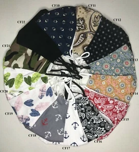 100% Cotton Printed Solid Fabric ReusableWashable Fashion Face MASK Adult Unisex - Picture 1 of 70