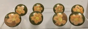 Set 8 Vintage Solid Wood 1.5" dia Round Cabinet Door Knobs Drawer Pulls - Picture 1 of 5