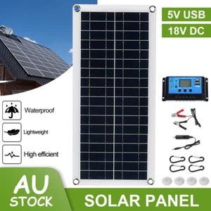 50W Watt Solar Panel Trickle Charger 18V Battery PWM Controller for RV Boat Car - Picture 1 of 15