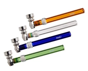 13cm / 5.1" Metal-Glass Smoking Pipe with Porous Rock - Picture 1 of 5