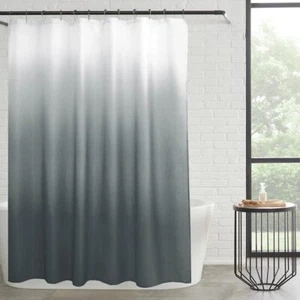 Dark Gray White Ombre Shower Curtain Set 14 Pieces Includes Hooks 70x72 Bathroom - Picture 1 of 7