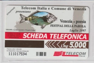 SCHEDA TELEFONICA TELECOM LIRE 5000 VENEZIA - POESIA FIGURATE BIFACCIALI NUOVA M - Imagen 1 de 2