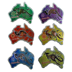 6 Fridge Magnet Australia Map Aboriginal Kangaroo Art Australian Souvenir - Picture 1 of 5