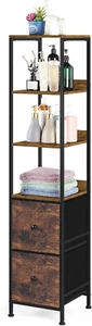 Bathroom Floor Cabinet Tall Slim Bathroom Storage Cabinet with 2 Fabric Drawers, - Picture 1 of 7