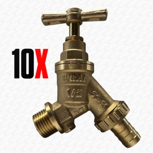 10 x DOUBLE CHECK Outdoor Garden Tap Hose Union Bib Tap 1/2" Brass WRAS APPROVED - Picture 1 of 6