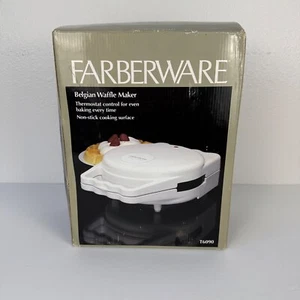 Farberware Belgian Waffle Maker White T6090 with Box Brand New Vintage - Picture 1 of 9