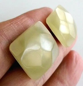 Vintage Faceted Lucite Horn Silver Tone Metal Cufflinks - Picture 1 of 7