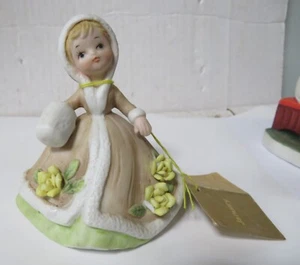 Vintage Josef Originals Winter Muff Girl George Goode January Figurine w/ Tag - Picture 1 of 7