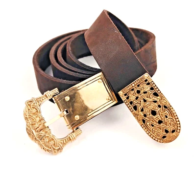 Cinturón de cuero medieval Noruega, réplica vikinga siglo XI-XII cinturón Foto 1 de 4