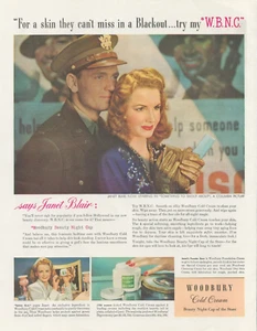 1943 WWII Janet Blair Filmstar Woodbury Cold Cream DRUCKANZEIGE Soldat Armee - Bild 1 von 1