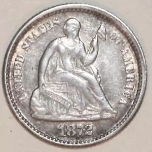 1872-P SEATED LIBERTY HALF DIME - AU/BU - #G3692 - Picture 1 of 2