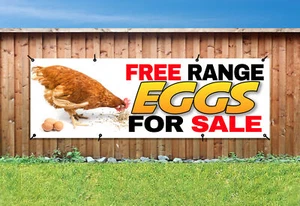 FREILANDHALTUNG EIER ZU VERKAUFEN PVC bedruckt BANNER OUTDOOR SCHILD Ösen - Bild 1 von 2