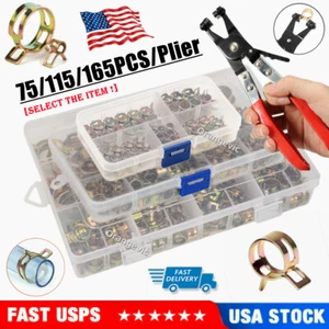 75/115Pcs Spring Hose Clamps/Plier Kit Fuel Line Water Pipe Tube Clips Fasteners - Picture 1 of 34