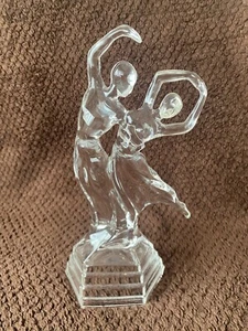 Royal Crystal Rock RCR Italy Clear Lead Crystal Art Deco Lover Dancer Figurine. - Picture 1 of 10