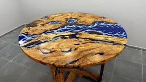 Ocean Blue Epoxy Resin Wooden Coffee & Dining Table Top, Hallway Furniture Deco - Picture 1 of 8