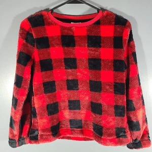 Cat & Jack Fleece Sweatshirt Pullover Size Medium 7/8 Red Plaid Boys Unisex - Picture 1 of 63