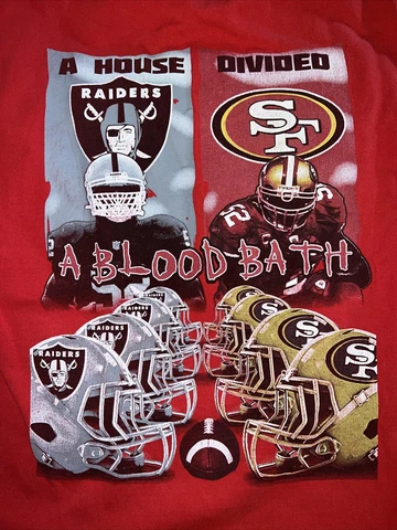 Battle Of The Bay T Shirt Oakland Raiders Vs San Francisco 49ers Sz Large Cover