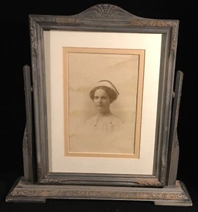 Vintage Art Deco Swivel 7 1/2"x9 1/2" PhotoPicture Frame Swing Tilt Antique Wood - Picture 1 of 2