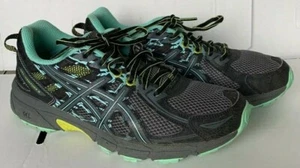 Asics Gel-Venture 6 Trainers Women’s Running Shoes. Black Green (T7G6N). Size 7 - Picture 1 of 8