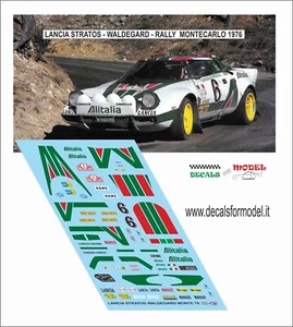 DECALS 1:43 LANCIA STRATOS ALITALIA WALDEGARD  RALLY MONTECARLO 1976 - Foto 1 di 1