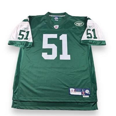 VTG Reebok Authentic NFL New York Jets Jonathan Vilma #51 Home Jersey Sewn Sz L - Image 1 of 4