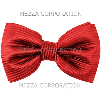 Nova gravata borboleta masculina formal pré amarrada listras festa de casamento formatura vermelha  - Imagem 1 de 3