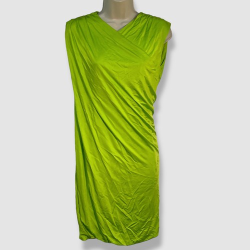 Mini abito da donna verde Versace $2095 maglia avvolgente taglia 48