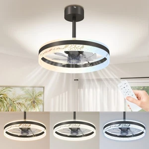 HOMCOM Ceiling Fan Light with 3 Colour, Timer, Reversible, Remote, Black - Picture 1 of 11