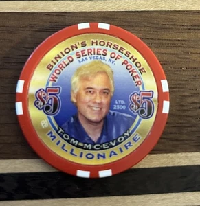 BINION'S HORSESHOE Tom Mcevoy WSOP MILLIONAIRE $5 CASINO CHIP LAS VEGAS NV - Picture 1 of 2