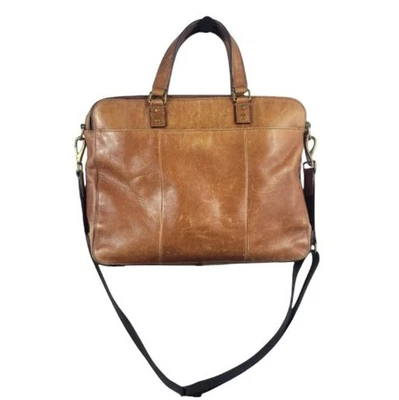Fossil Haskell Double Zip Workbag Brown Leather FLAW - Image 1 of 4