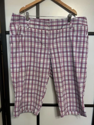 Pantalones cortos de golf Adidas Climalite para mujer bermudas talla 16 elásticos a cuadros gris púrpura Foto 1 de 4