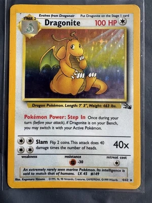Pokemon TCG Cards Dragonite 4/62 Fossil Holo Rare - Image 1 of 2