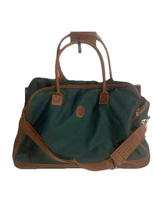 De Colección Polo Ralph Lauren Viaje Verde Lona Cuero Marrón Maleta Fin de Semana Años 90 Foto 1 de 4