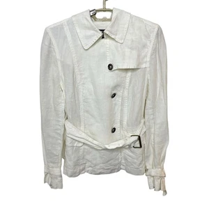 NWT Talbots White 100% Linen Utility Jacket Coat Military Style Womens Size 6 - Picture 1 of 9