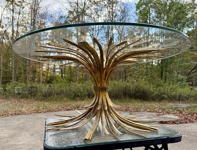 MCM Coco Chanel Wheat Sheaf Hollywood Regency Italy Gold Metal Gilt coffee table - Image 1 of 4