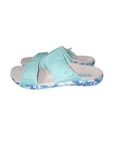 Women Spenco Women Sz 11B Aqua Blue Total Support Orthotic Slide Sandals - Picture 1 of 10