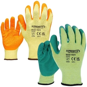 120 PAIRS LATEX COATED ORANGE RUBBER WORK GLOVES BUILDER GARDENING SAFETY GRIP - Picture 1 of 11