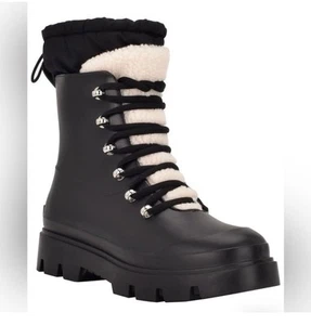 Marc Fisher Freely Waterproof Combat Lace-Up Boot in Black Size 9 NEW - Picture 1 of 9
