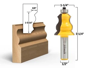 Large Standard Cap Crown Cap Molding Router Bit - 1/2" Shank - Yonico 16112 - Picture 1 of 1