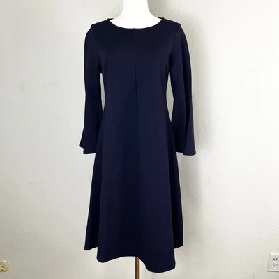 Isabella Oliver Natalia Kick Dress Bell Sleeve Navy Blue Maternity Size 3 = US 8 - Image 1 of 4