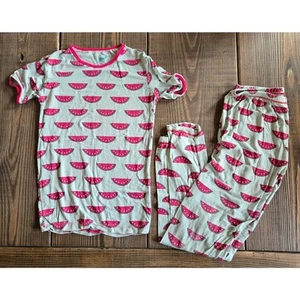 Catch A Tiger Girls PJ Set 10 Watermelon Print Bamboo Viscose Shirt Pant Pajamas - Picture 1 of 6